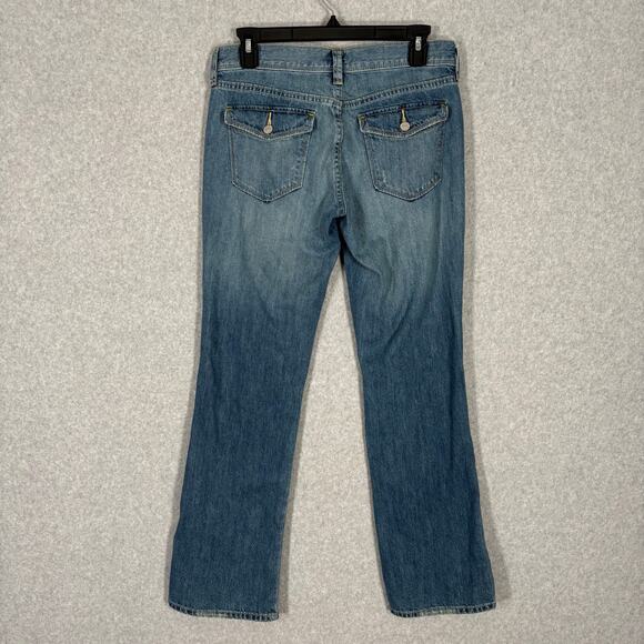 Old Navy Jeans Women 6 Baby Boot Diva Pocket Flap Y2K Knee Hole Whiskers Western - Picture 2 of 12